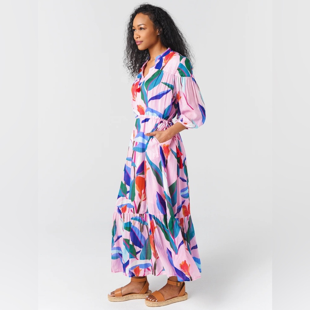 Oliphant Cinched Waist Tassel Dress - Botanica Pink